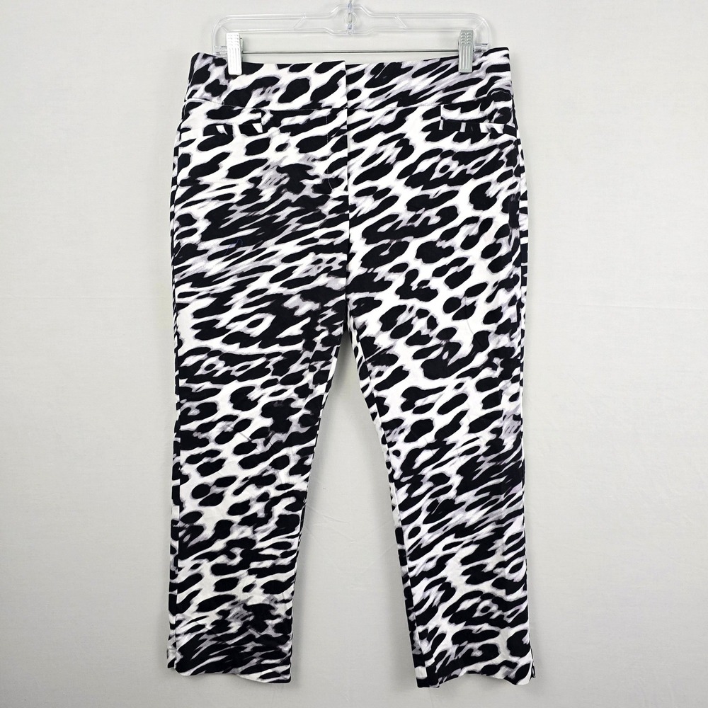 New York & Company Black and White Animal Print Cropped Pants